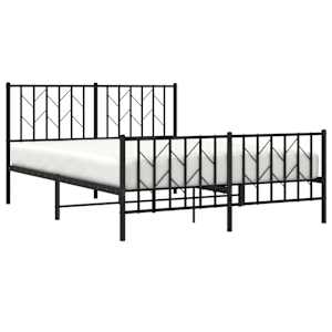 vidaXL Cadre de lit m&eacute;tal sans matelas avec pied de lit noir 140x200cm