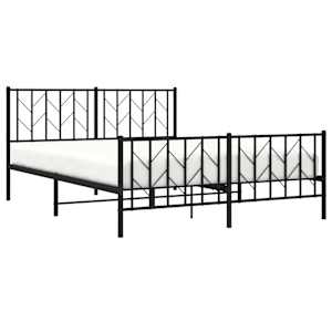 Kovový rám postele s hlavovým a nožním čelem černý 150 x 200 cm - obrázek 5