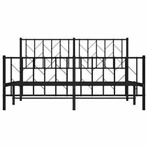 Kovový rám postele s hlavovým a nožním čelem černý 150 x 200 cm - obrázek 6