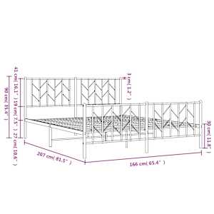 Kovový rám postele bez matrace s nožním čelem černý 160x200 cm - obrázek 10