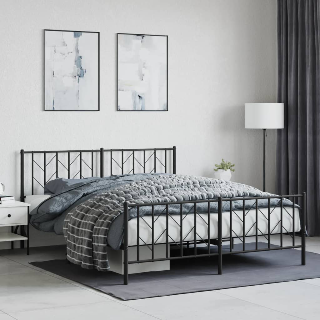 vidaXL Estructura de cama de metal negro 160x200 cm