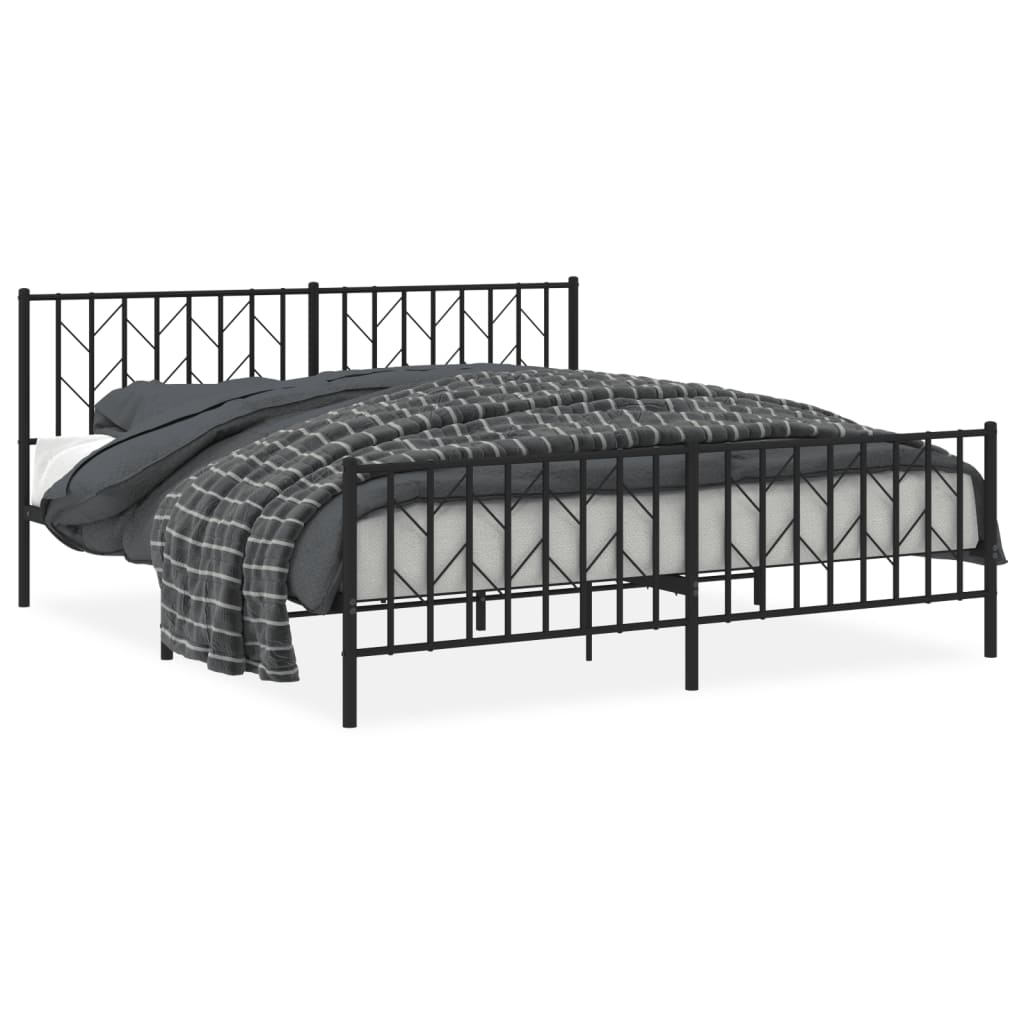vidaXL Cadru pat fără saltea, tăblie de picioare negru 180x200cm metal