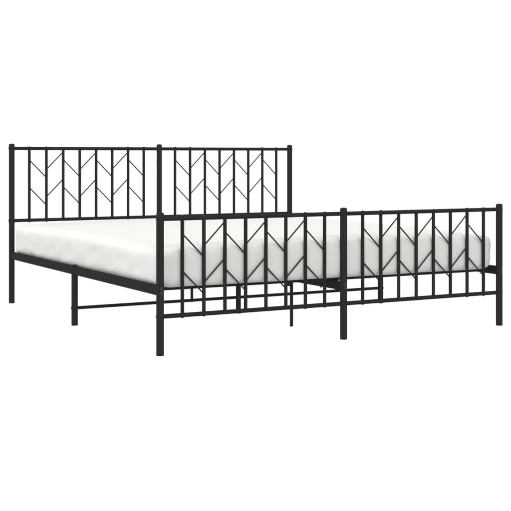 vidaXL Bedframe met voetbord zonder matras metaal zwart 180x200 cm, foto 2