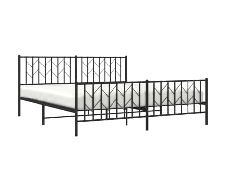 vidaXL Cadre de lit m&eacute;tal sans matelas avec pied de lit noir 180x200cm
