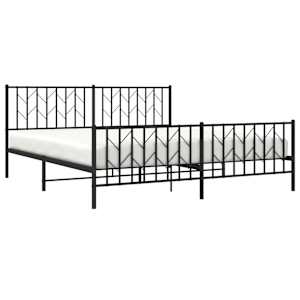 Kovový rám postele bez matrace s nožním čelem černý 180x200 cm - obrázek 3