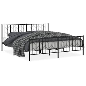 Kovový rám postele s hlavovým a nožním čelem černý 183 x 213 cm - obrázek 2