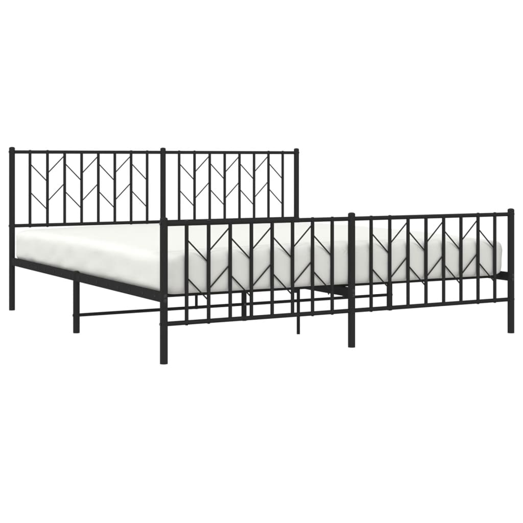 vidaXL Bedframe met hoofd- en voeteneinde metaal zwart 183x213 cm afbeelding