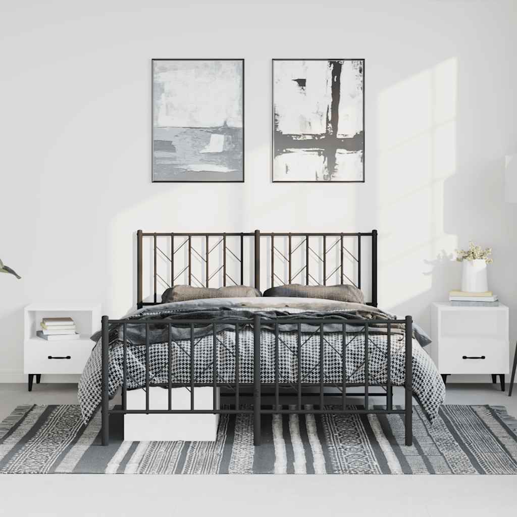 vidaXL Bedframe met hoofd- en voeteneinde metaal zwart 193x203 cm afbeelding