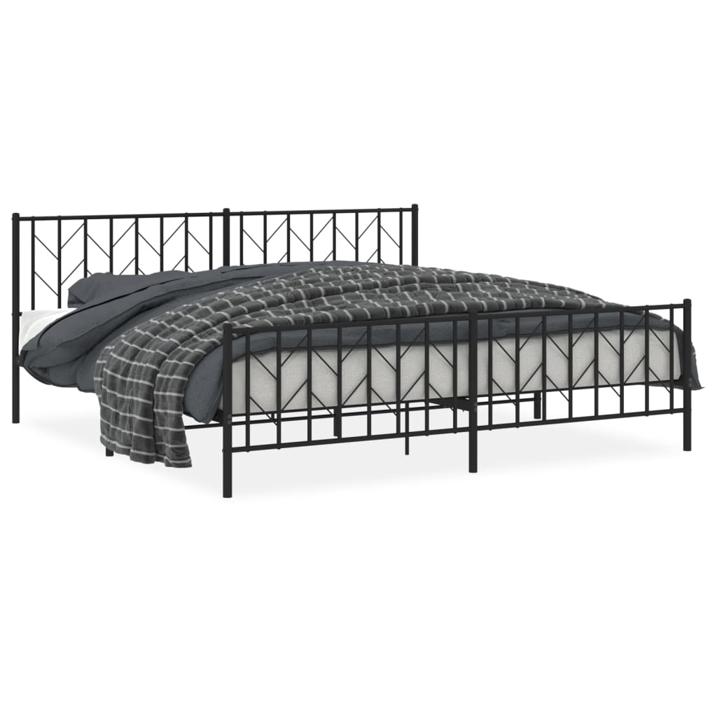 vidaXL Bedframe met hoofd- en voeteneinde metaal zwart 200x200 cm, foto 3