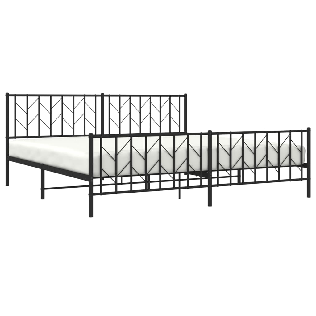 vidaXL Bedframe met hoofd- en voeteneinde metaal zwart 200x200 cm, foto 2