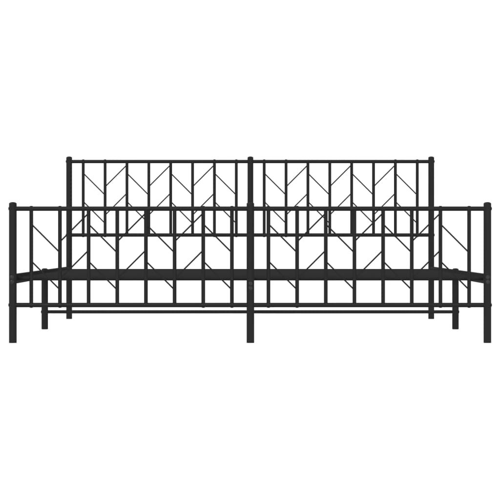 vidaXL Bedframe met hoofd- en voeteneinde metaal zwart 200x200 cm, foto 4