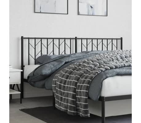 vidaXL Tăblie de pat metalică, negru, 180 cm