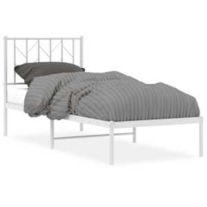 Kovový rám postele bez matrace s čelem bílý 75 x 190 cm - obrázek 2