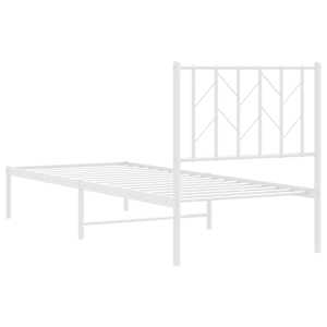 Kovový rám postele bez matrace s čelem bílý 75 x 190 cm - obrázek 7