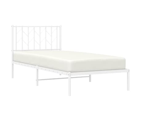 vidaXL Bed Frame White Steel Twin Bed Frame Rectangular Traditional