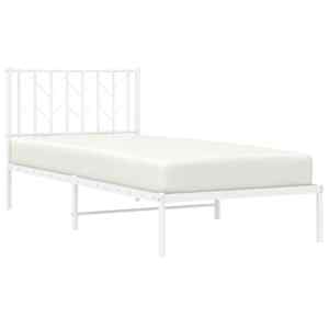 vidaXL Bed Frame White Steel Twin Bed Frame Rectangular Traditional