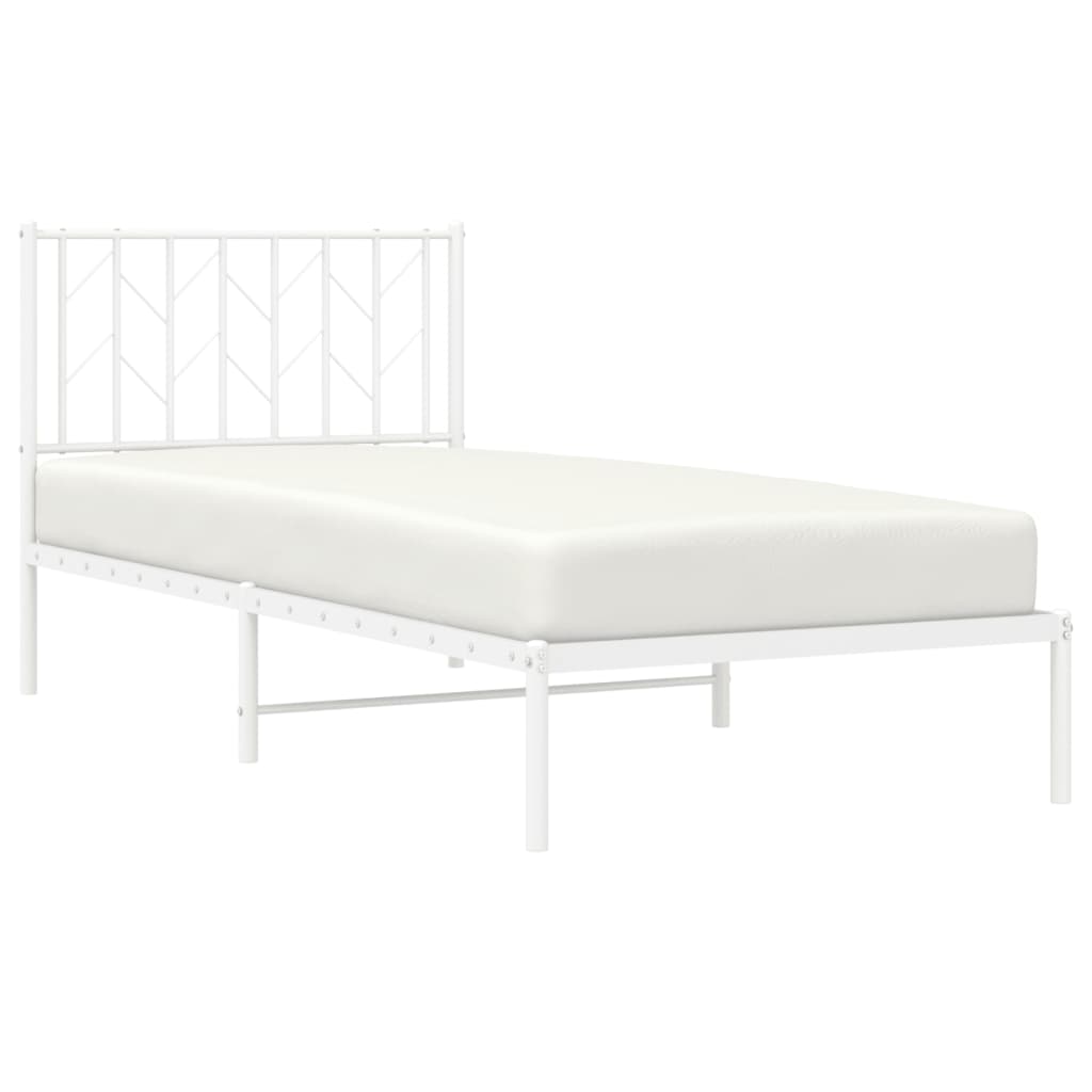 vidaXL Bedframe met hoofdbord metaal wit 90x200 cm afbeelding