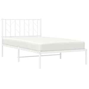 vidaXL Cadre de lit m&eacute;tal sans matelas et t&ecirc;te de lit blanc 100x190 cm