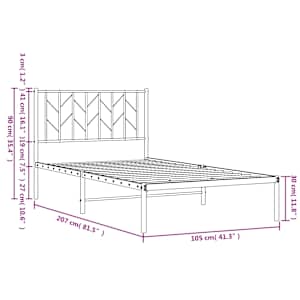 Kovový rám postele s čelem bílý 100 x 200 cm - obrázek 11