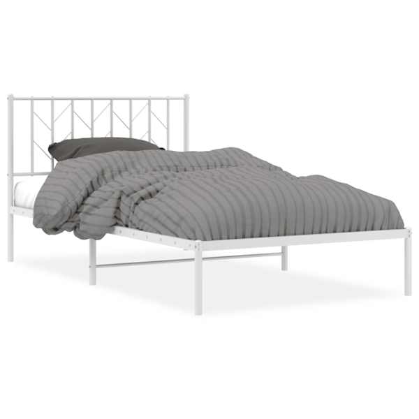 vidaXL metallist voodiraam peatsiga, valge, 107x203 cm