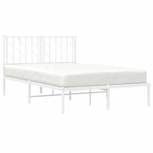 Kovový rám postele s čelem bílý 120 x 190 cm - obrázek 3