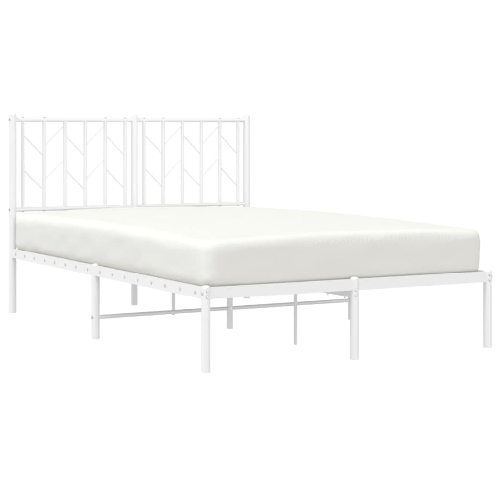 vidaXL Bedframe met hoofdbord metaal wit 120x200 cm afbeelding