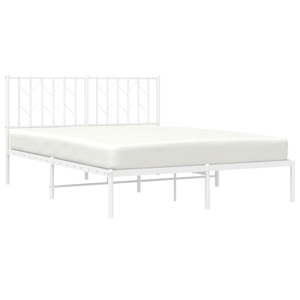 vidaXL Bedframe met hoofdbord metaal wit 140x190 cm afbeelding