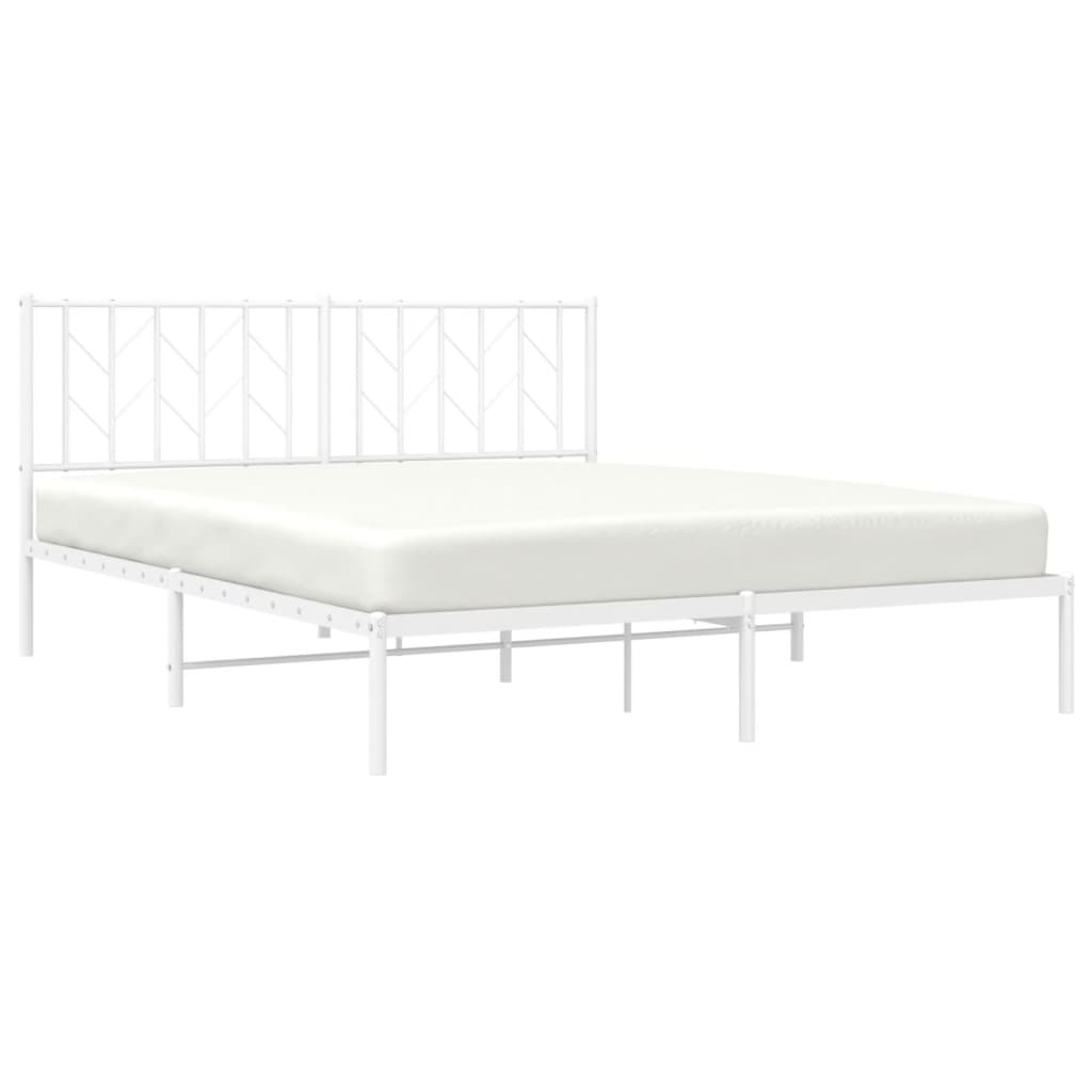 vidaXL Bedframe met hoofdbord metaal wit 160x200 cm afbeelding