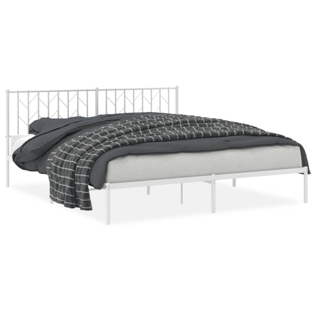 vidaXL Bedframe met hoofdbord metaal wit 180x200 cm, foto 3