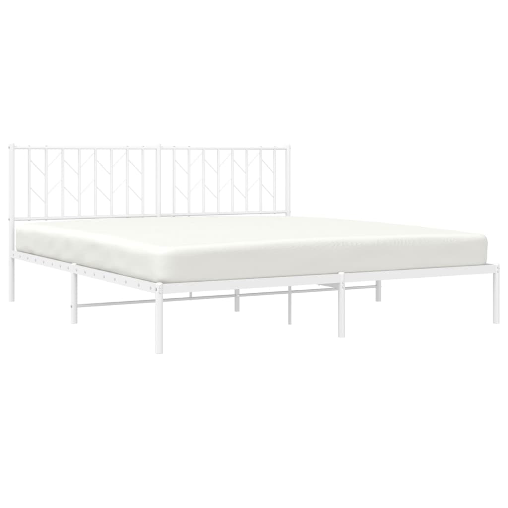 vidaXL Bedframe met hoofdbord metaal wit 180x200 cm, foto 2
