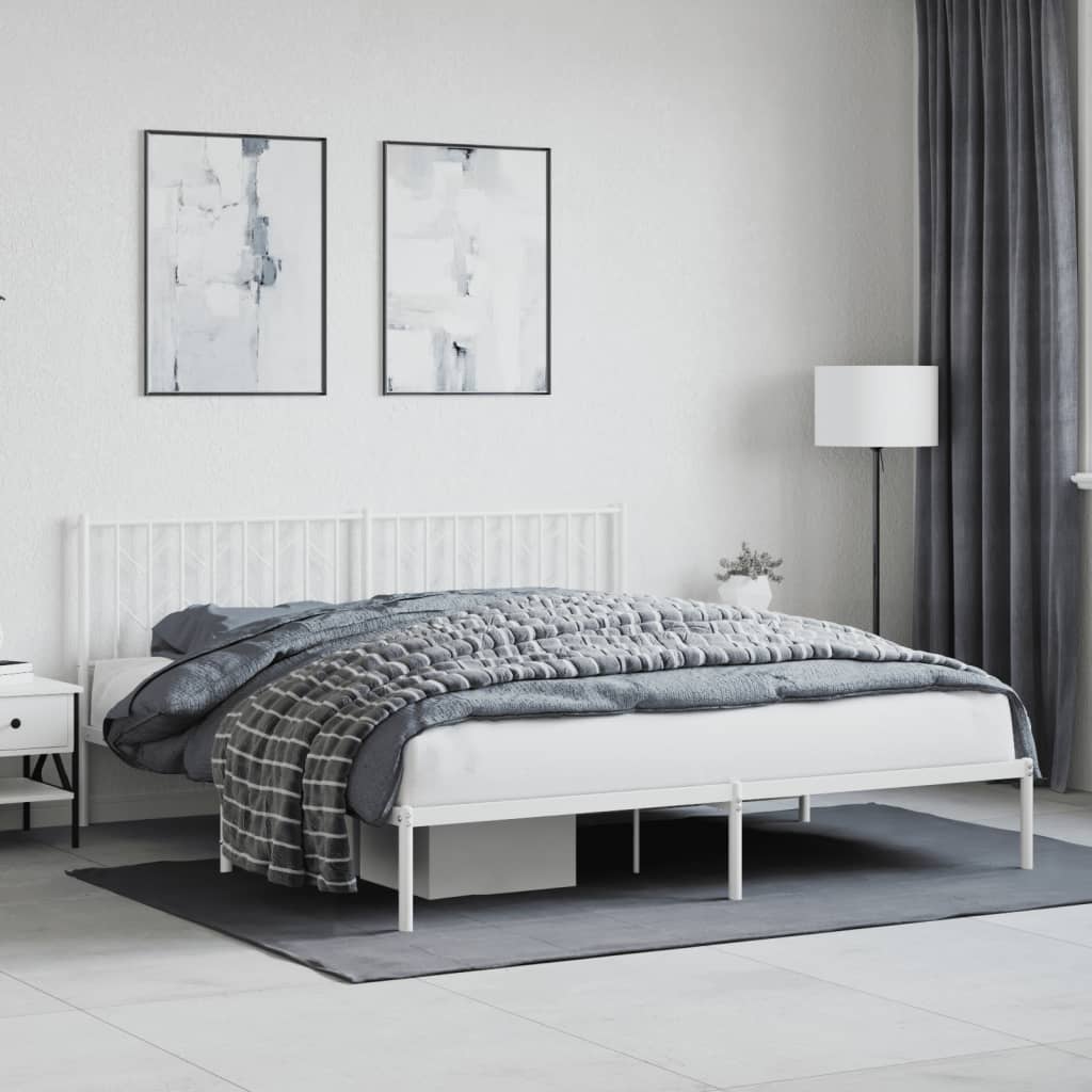 vidaXL Bettgestell mit Kopfteil Metall Weiß 180x200 cm