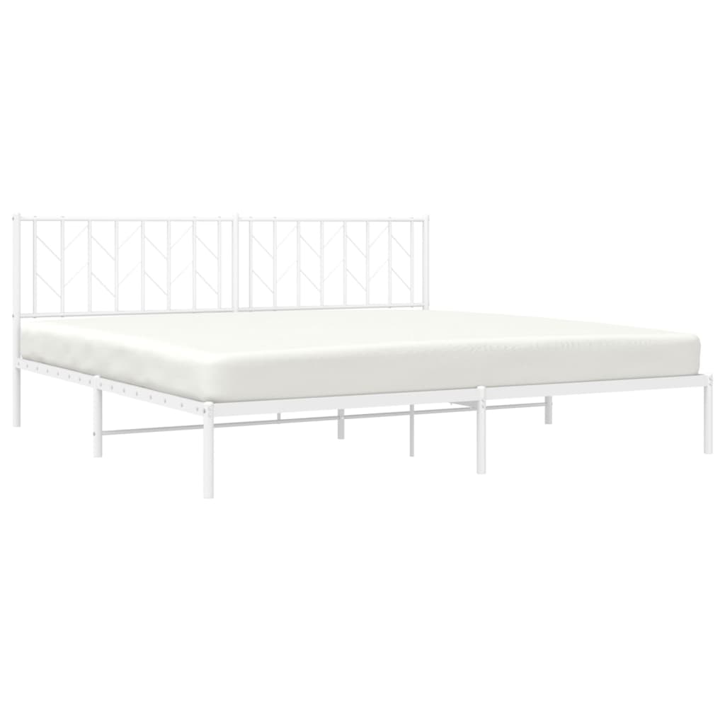vidaXL Bedframe met hoofdbord metaal wit 200x200 cm, foto 2