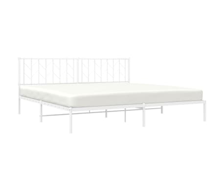 vidaXL Metal Bed Frame without Mattress with Headboard White 200x200cm
