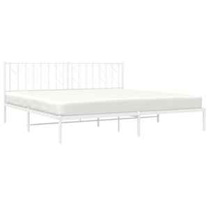 vidaXL Metal Bed Frame without Mattress with Headboard White 200x200cm