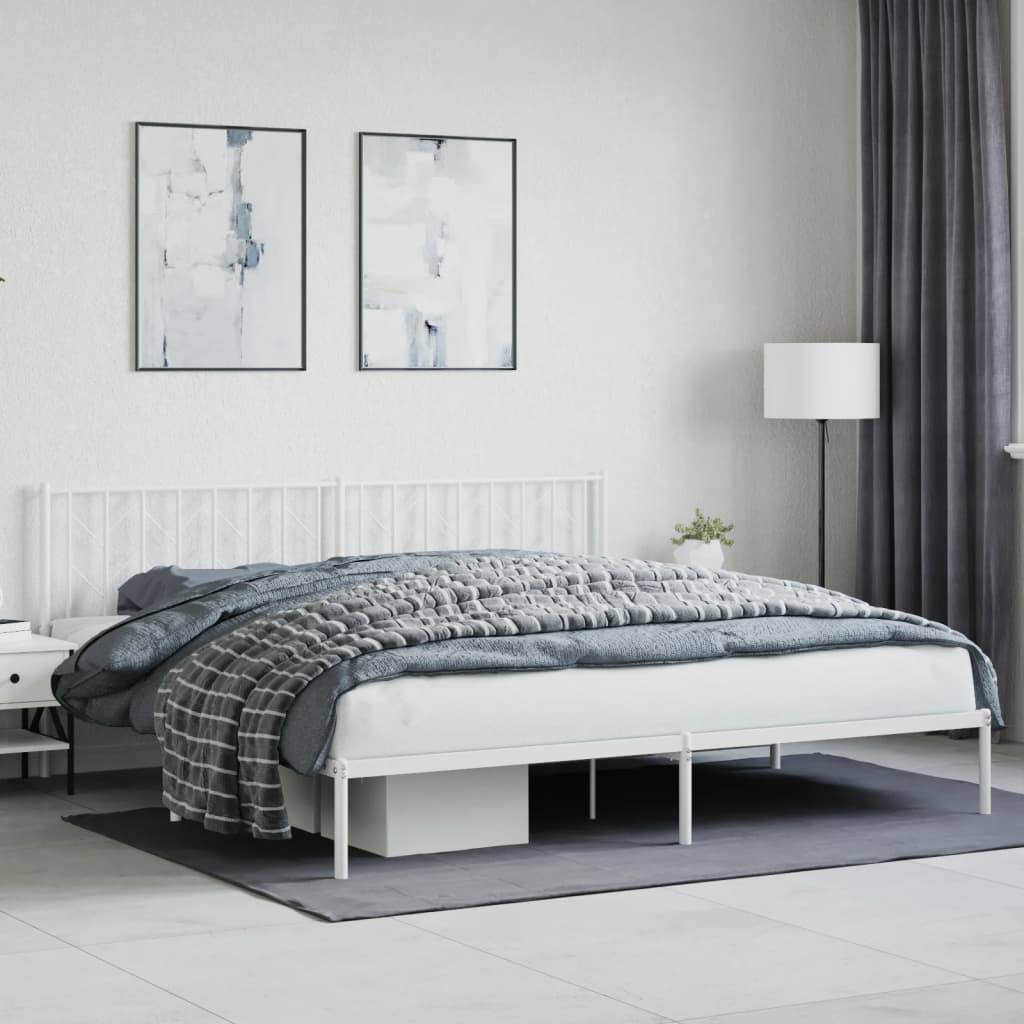 vidaXL Bedframe met hoofdbord metaal wit 200x200 cm