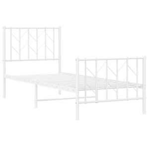 Kovový rám postele s hlavovým a nožním čelem bílý 75 x 190 cm - obrázek 4