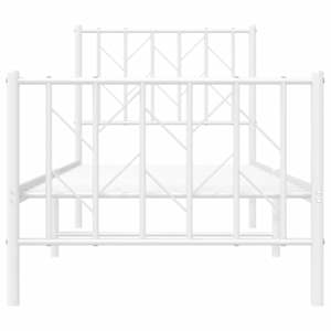 Kovový rám postele s hlavovým a nožním čelem bílý 75 x 190 cm - obrázek 5