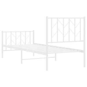 Kovový rám postele s hlavovým a nožním čelem bílý 75 x 190 cm - obrázek 7