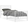 vidaXL metallist voodiraam peatsi ja jalutsiga, valge, 80 x 200 cm