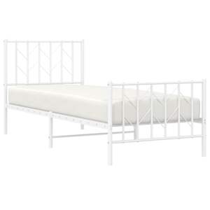 Kovový rám postele s hlavovým a nožním čelem bílý 80 x 200 cm - obrázek 3