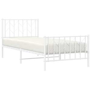 vidaXL Cadru de pat metalic cu tăblie de cap/picioare&nbsp;, alb, 90x190 cm