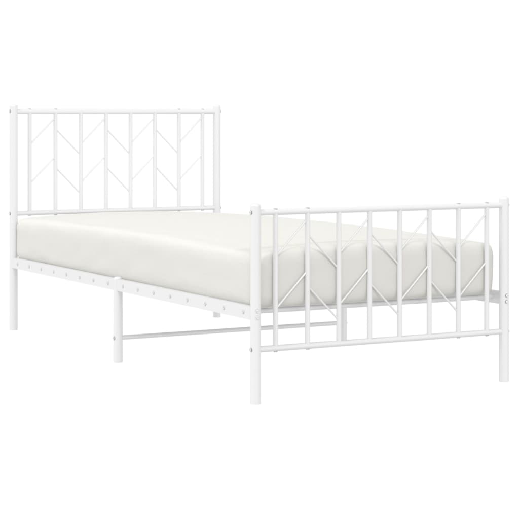 vidaXL fehér fém ágykeret fej- és lábtámlával 90 x 200 cm