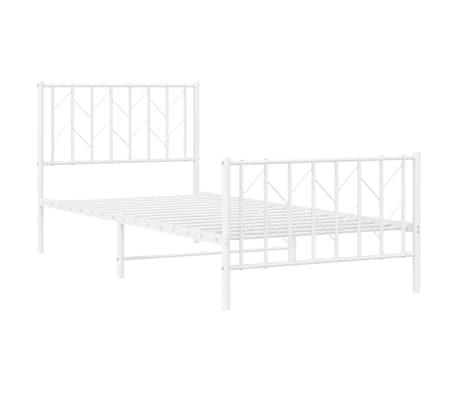 vidaXL gultas rāmis ar galvgali un kājgali, balts metāls, 90x200 cm