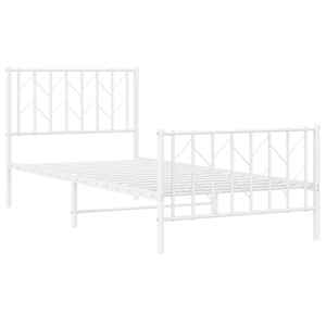 Kovový rám postele s hlavovým a nožním čelem bílý 90 x 200 cm - obrázek 3