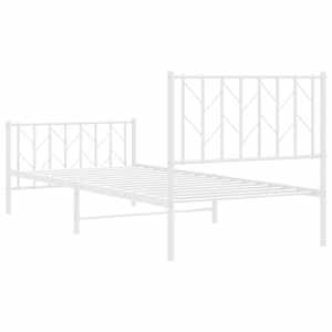 Kovový rám postele s hlavovým a nožním čelem bílý 90 x 200 cm - obrázek 7