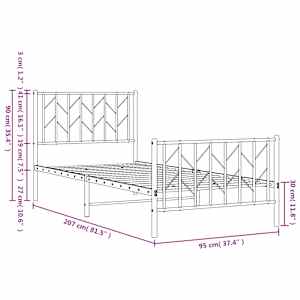 Kovový rám postele s hlavovým a nožním čelem bílý 90 x 200 cm - obrázek 10