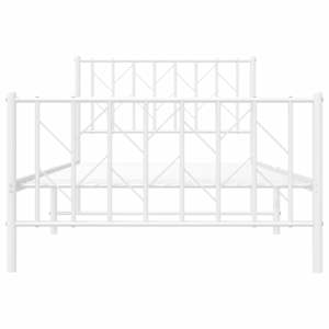 Kovový rám postele s hlavovým a nožním čelem bílý 100 x 190 cm - obrázek 5