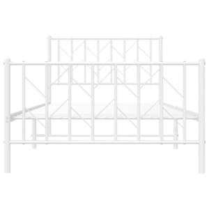 Kovový rám postele s hlavovým a nožním čelem bílý 100 x 200 cm - obrázek 6