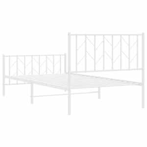 Kovový rám postele s hlavovým a nožním čelem bílý 100 x 200 cm - obrázek 8