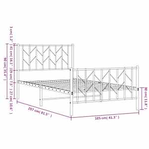 Kovový rám postele s hlavovým a nožním čelem bílý 100 x 200 cm - obrázek 11